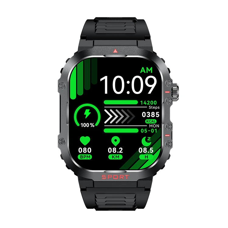 G45 Black Bracelet BT Calling NFC Compass Sport Smart Watch With LED Flashlight Outdoor 1ATM Waterproof Smartwatch for Men